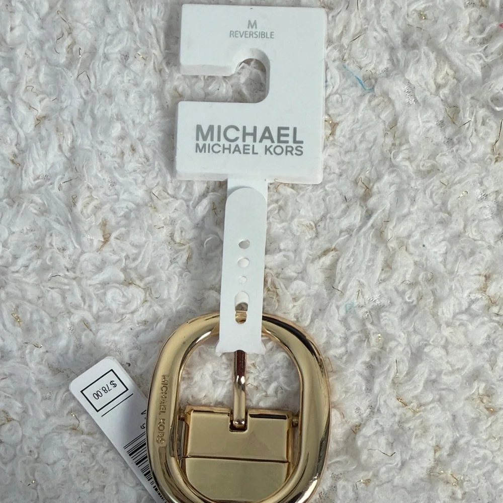 Michael Kors‎ Beige Monogram Reversible Belt with Gold Buckle size M